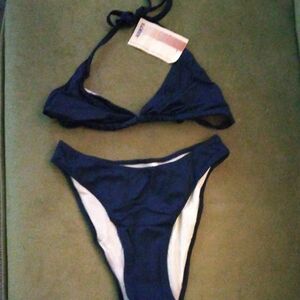 Women's Navy Triangle Bikini Set - Classic Two-Piece Swim